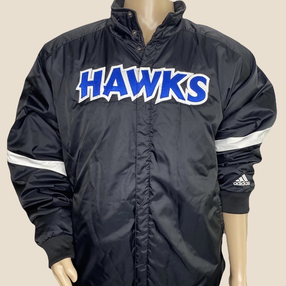 Atlanta Hawks Adidas Embroidered Puffer Bomber Jacket Mens XL Heavy 90s Vintage